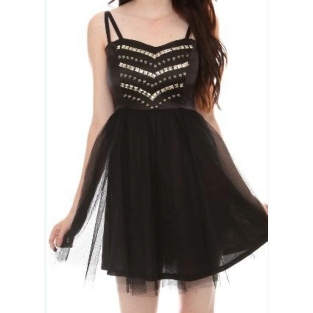 Hot Topic Studded Tutu Mini Dress Black Size M Tulle - Seen on WWE Diva AJ Lee - Picture 2 of 15